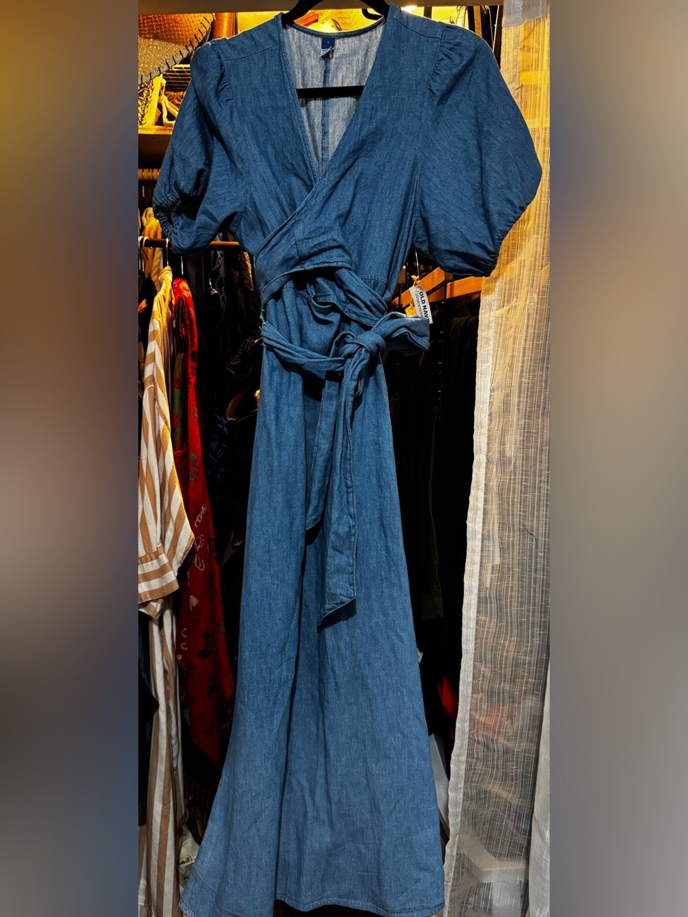 Old Navy Denim Blue Wrap Maxi Dress